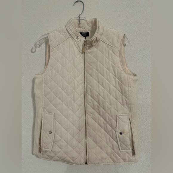 Jones New York Off-White Quilted Vest sz S - Picture 1 of 6